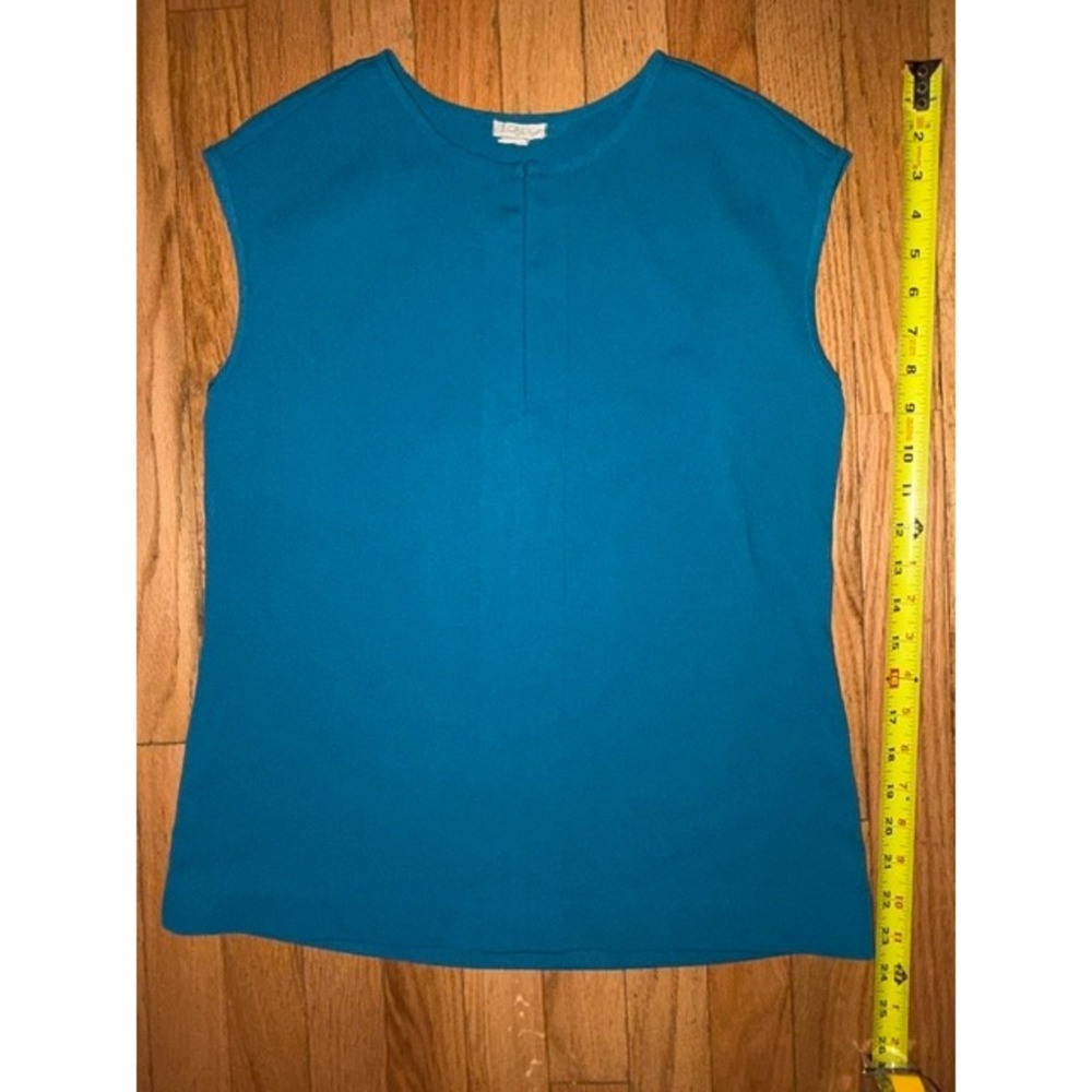 J.Crew Teal Blue Sleeveless Crepe Blouse Hidden Placket Top Womens Size 2 T46-23